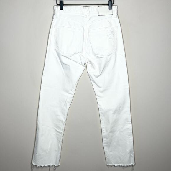 MOUSSY VINTAGE White Wagoner Straight Jeans Distressed Raw Hem Size 26 - Picture 5 of 10